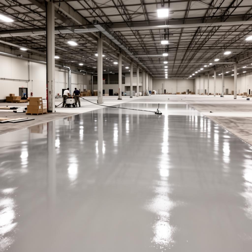 Polished epoxy concrete commercial flooring