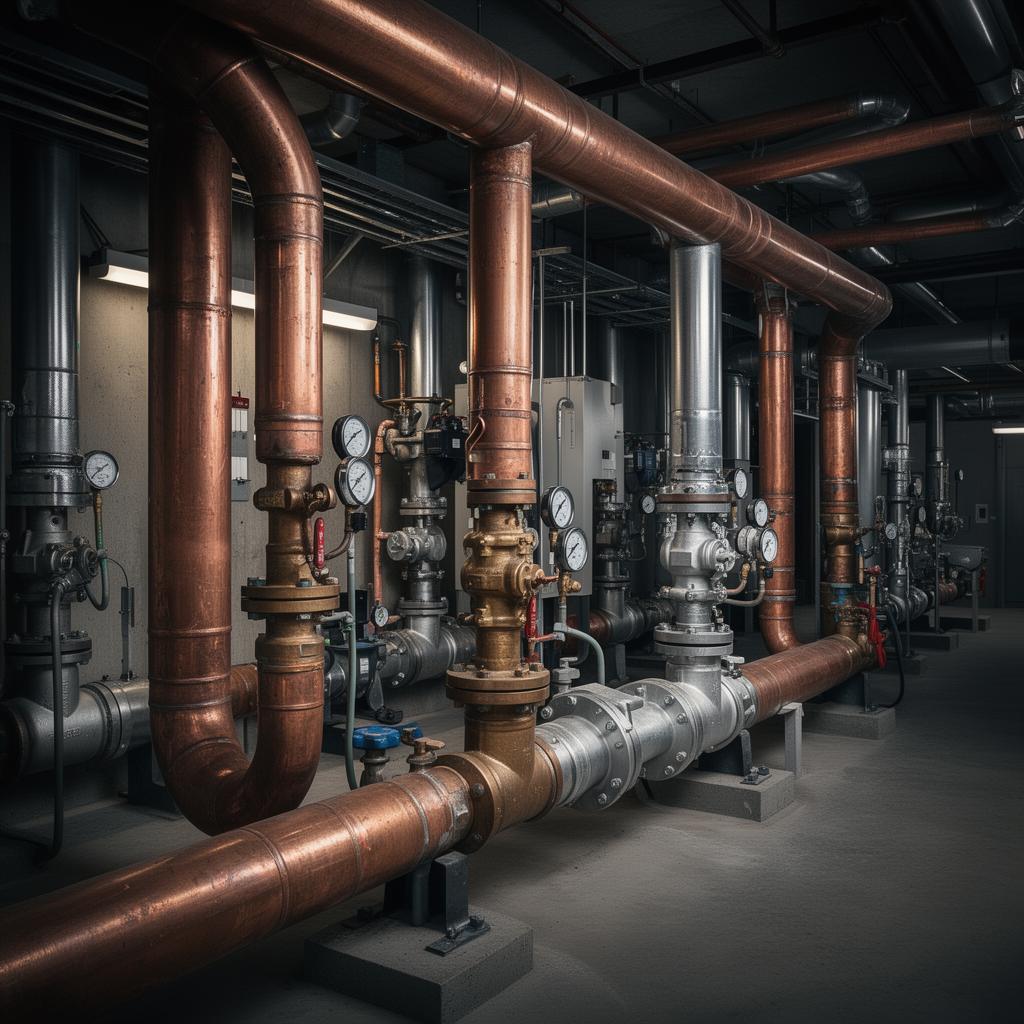 Industrial copper pipes and plumbing fittings