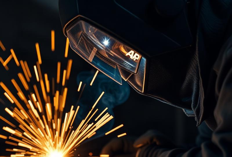 Welder at work with sparks